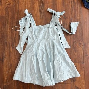 Blue Mini Dress with Bow Straps